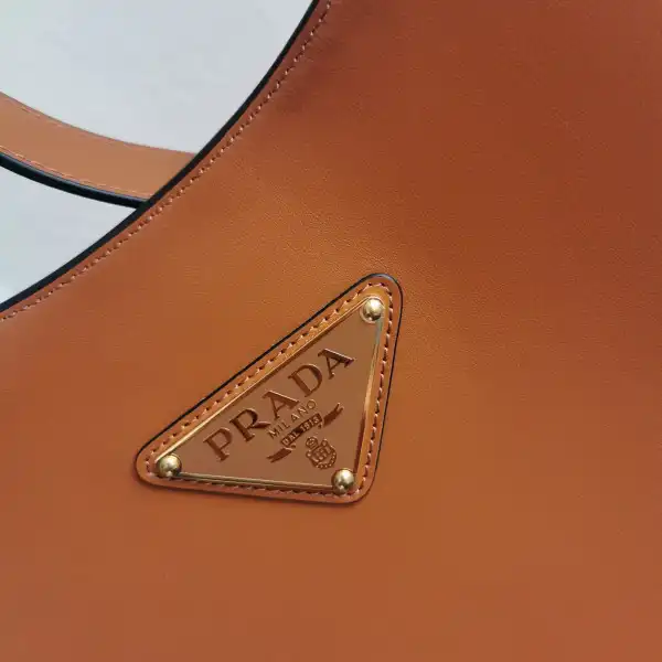 PRADA Large leather shoulder bag with topstitching