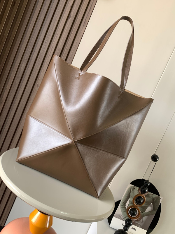 HOT SALE Lowee Puzzle Fold Tote in shiny calfskin