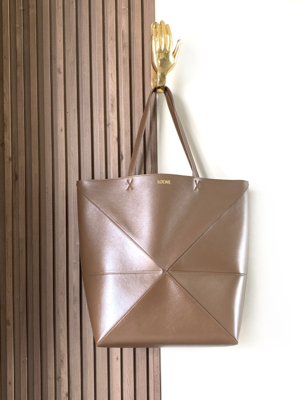 HOT SALE Lowee Puzzle Fold Tote in shiny calfskin