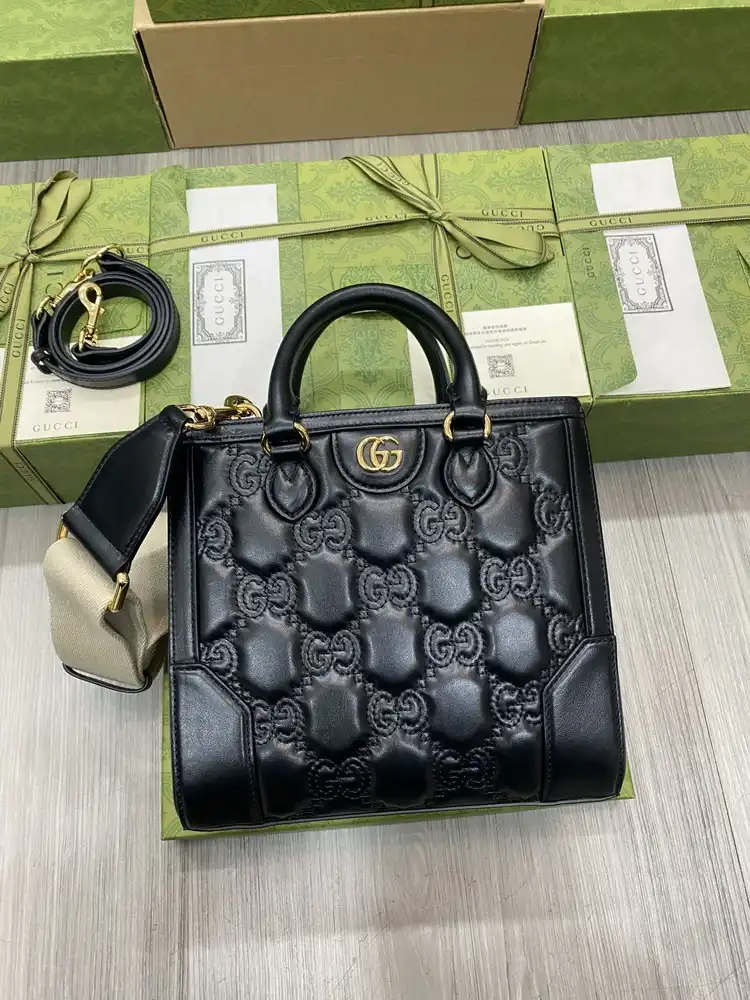 First bag ru GUCCI GG matelassé mini top handle bag