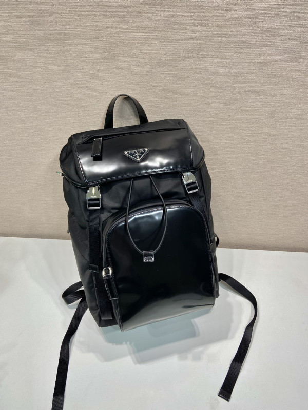 HOT SALE PRADA Re-Nylon and brushed leather backpack