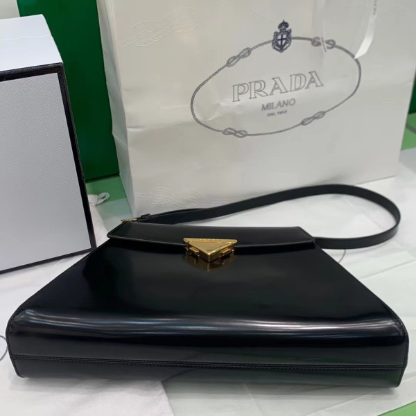 HOT SALE PRADA Medium brushed leather handbag