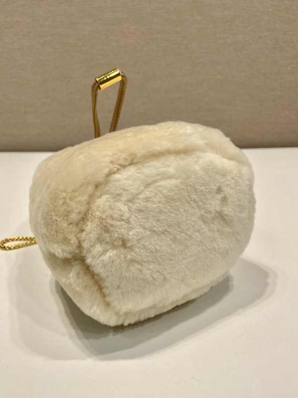 HOT SALE PRADA  Shearling Bucket Bag