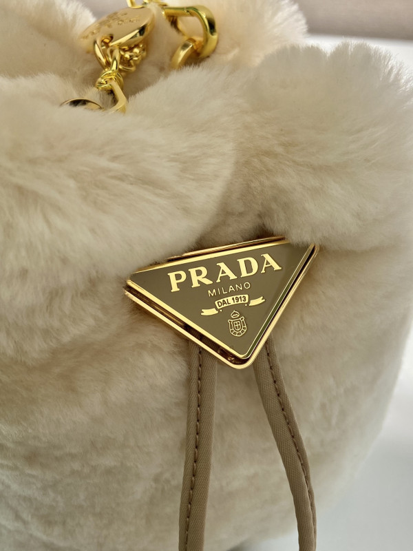 HOT SALE PRADA  Shearling Bucket Bag