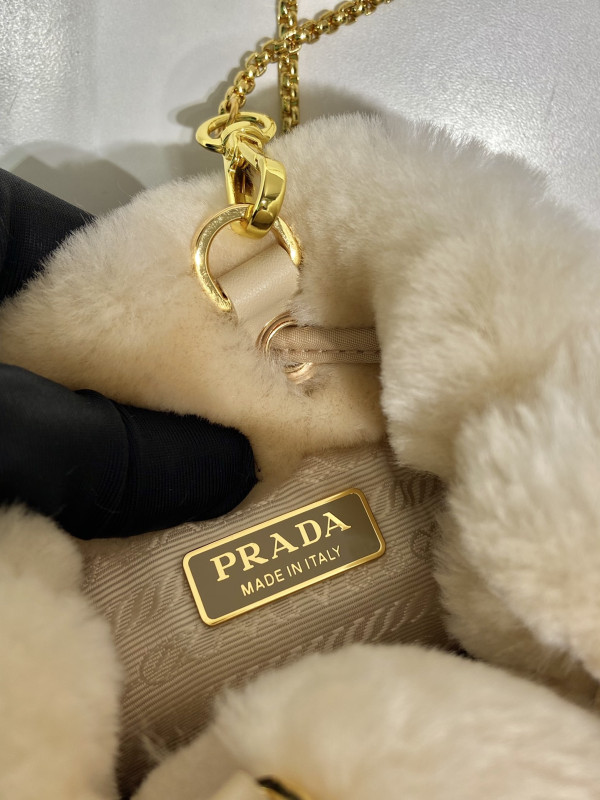 HOT SALE PRADA  Shearling Bucket Bag