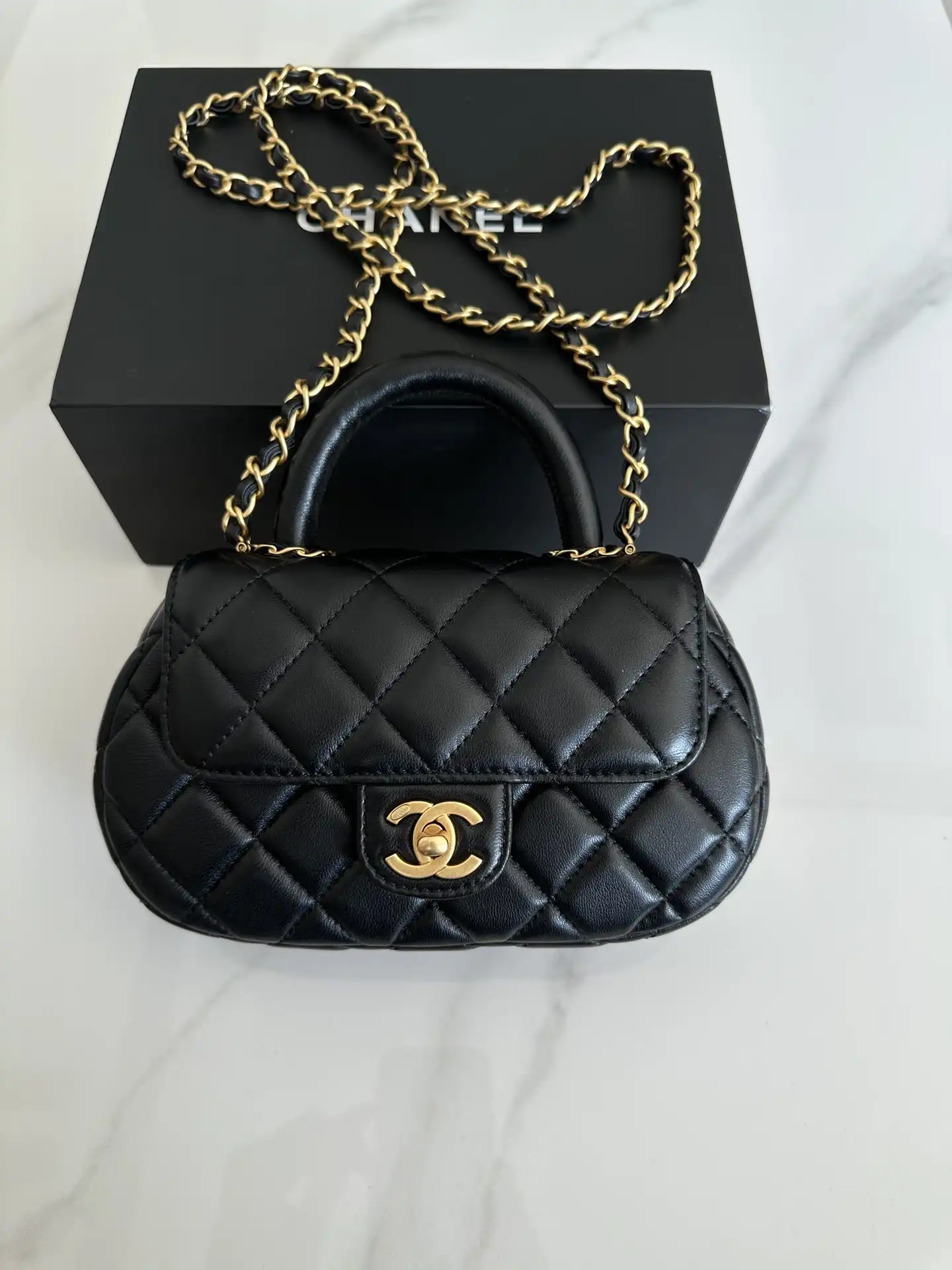 CHANEL SMALL FLAP BAG WITH TOP HANDLE