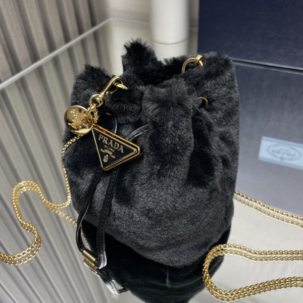 HOT SALE PRADA  Shearling Bucket Bag