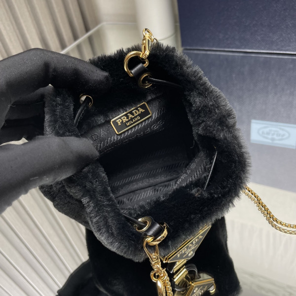 HOT SALE PRADA  Shearling Bucket Bag