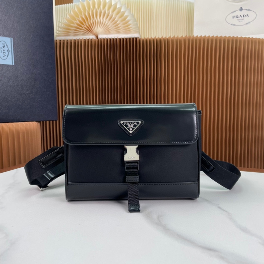 HOT SALE PRADA Re-Nylon and leather shoulder bag