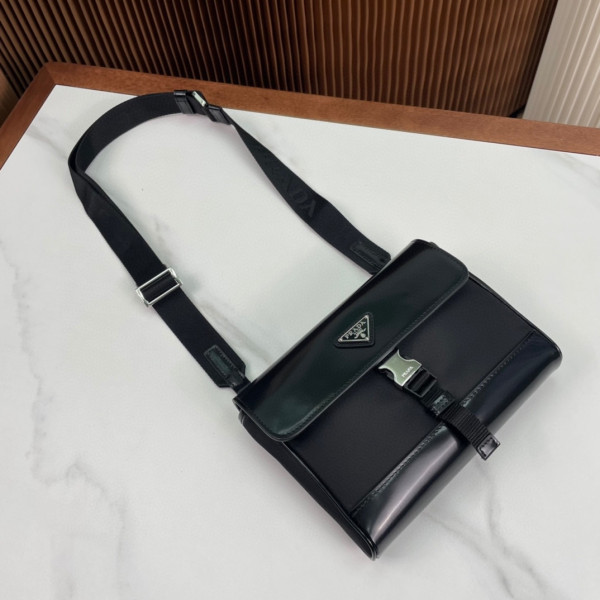 HOT SALE PRADA Re-Nylon and leather shoulder bag