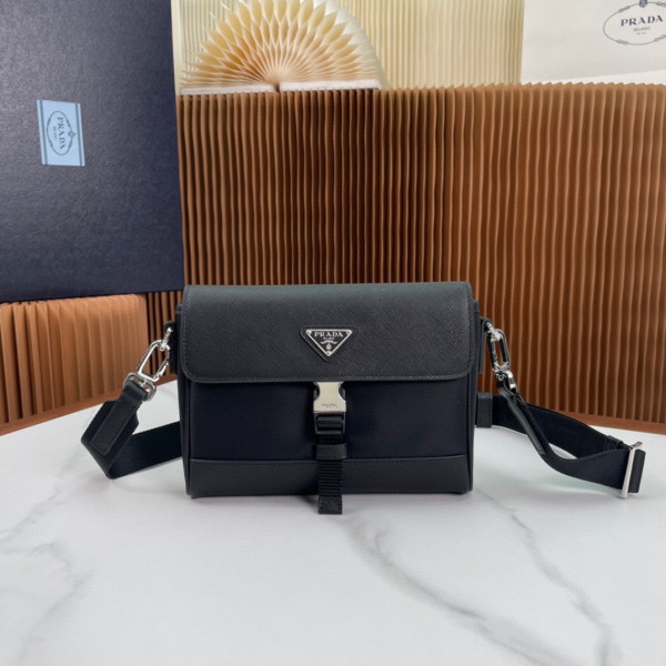 HOT SALE PRADA Re-Nylon and leather shoulder bag