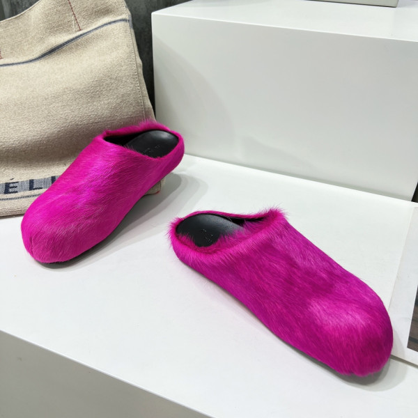 HOT SALE MARNI FUCHSIA LONG-HAIR CALFSKIN FUSSBETT SABOT