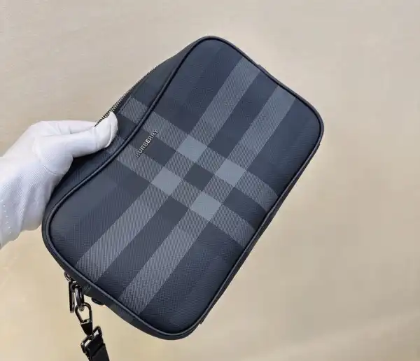 BURBERRY Check and Leather Pouch