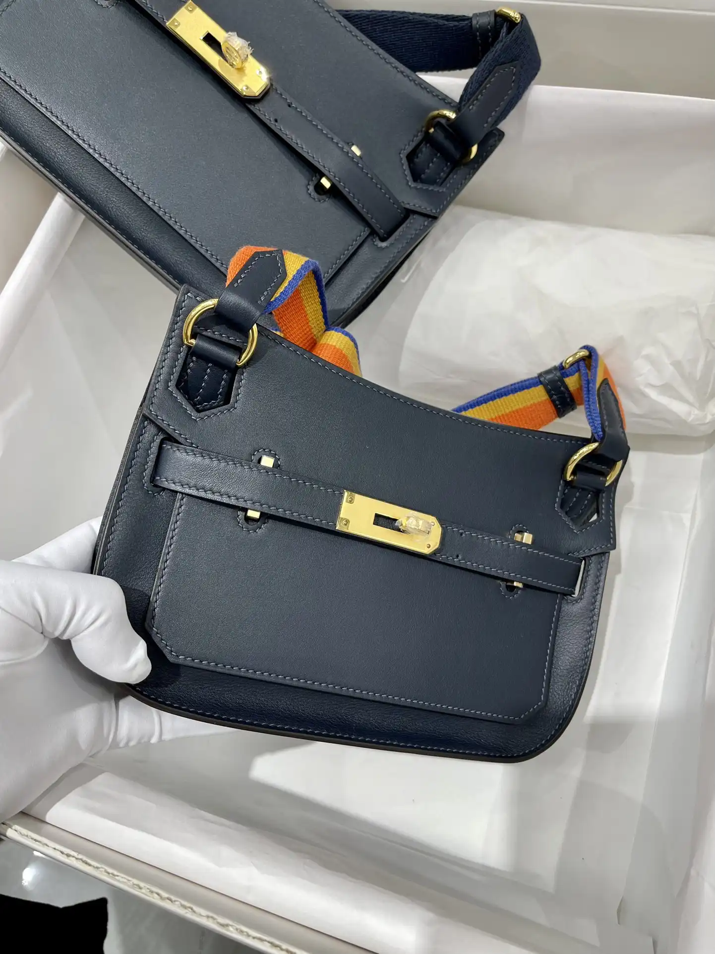 Hermes Jypsiere Mini Bag in Swift Leather Gris Meyer