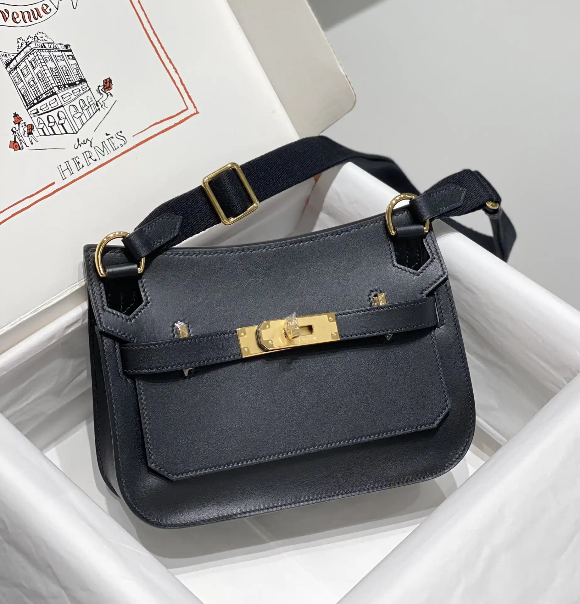 Hermes Jypsiere Mini Bag in Swift Leather Gris Meyer