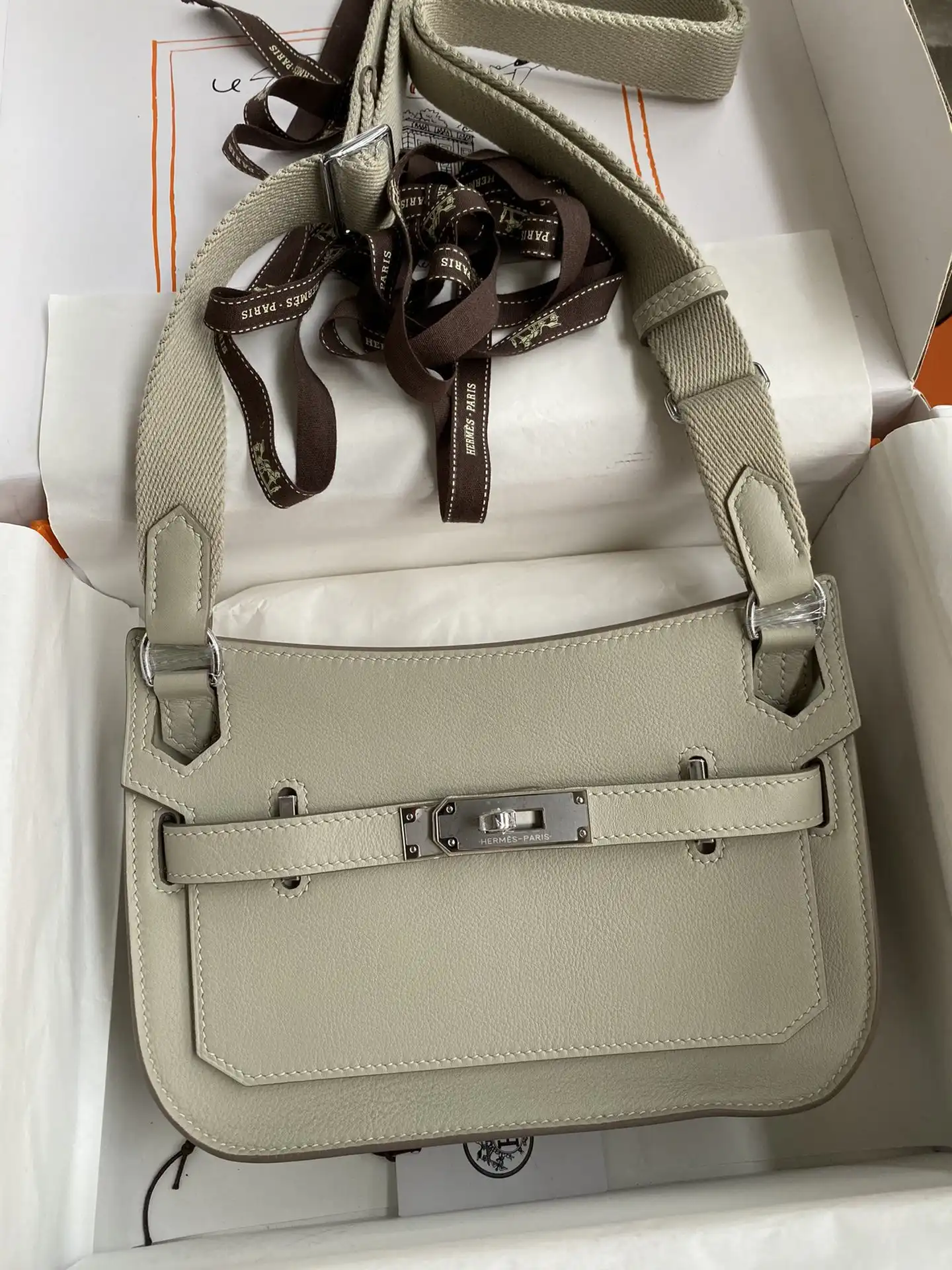 Hermes Jypsiere Mini Bag in Swift Leather Gris Meyer