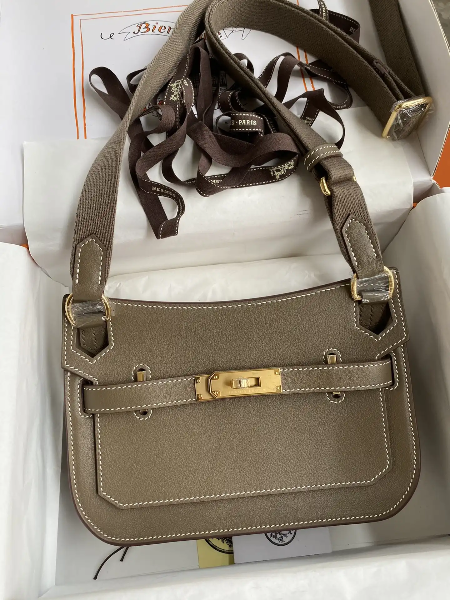 Hermes Jypsiere Mini Bag in Swift Leather Gris Meyer