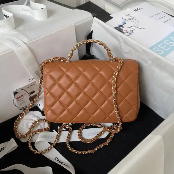 CHANEL FLAP BAG WITH TOP HANDLE-18CM