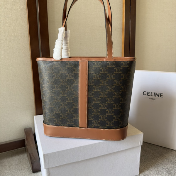 HOT SALE CELIN* SMALL CABAS IN TRIOMPHE CANVAS-26.5*23*12CM