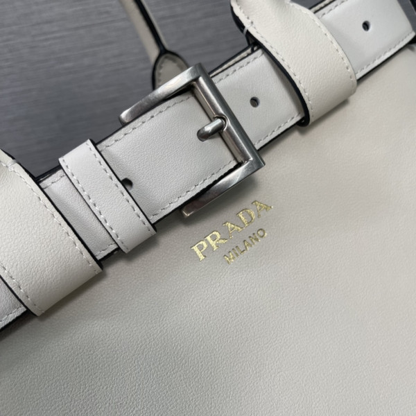 [FREE SHIPPING] Prada Buckle large leather handbag with belt-32*23*11CM