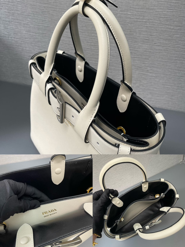 [FREE SHIPPING] Prada Buckle large leather handbag with belt-32*23*11CM