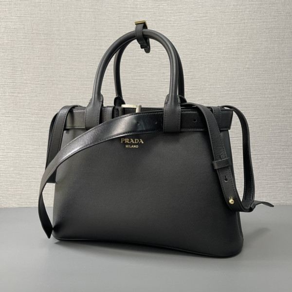 HOT SALE Prada Buckle large leather handbag with belt-32*23*11CM