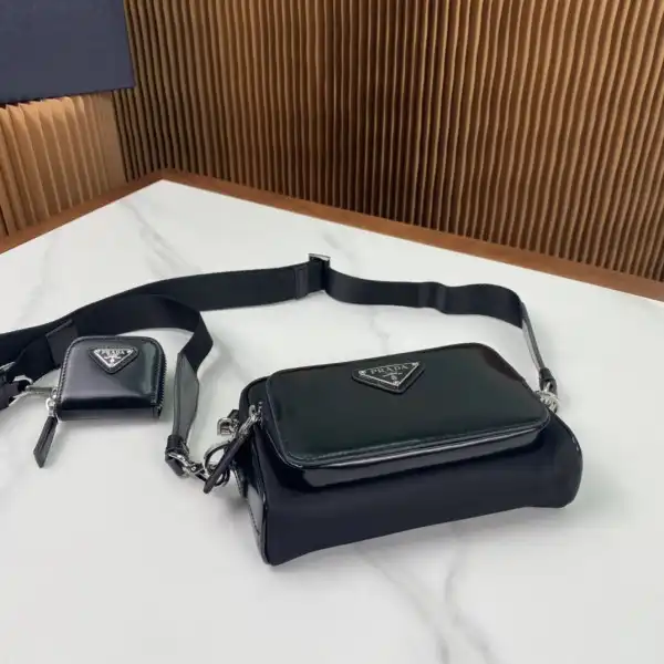 PRADA Re-Nylon and brushed leather shoulder bag