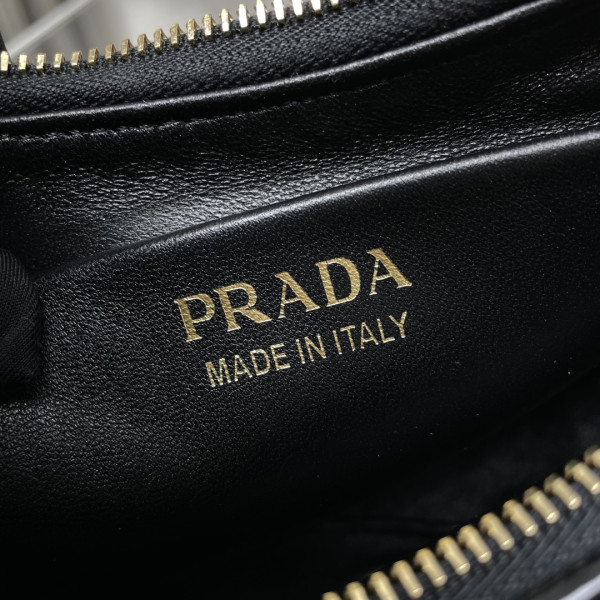 HOT SALE Prada Arqué Re-Nylon and brushed leather shoulder bag-22.5*18.5*6CM