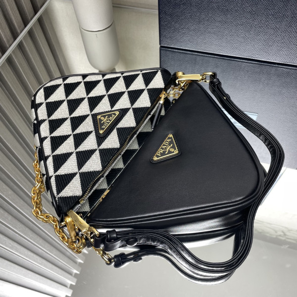 HOT SALE Prada Triangular sequined pouch-26*16*13CM