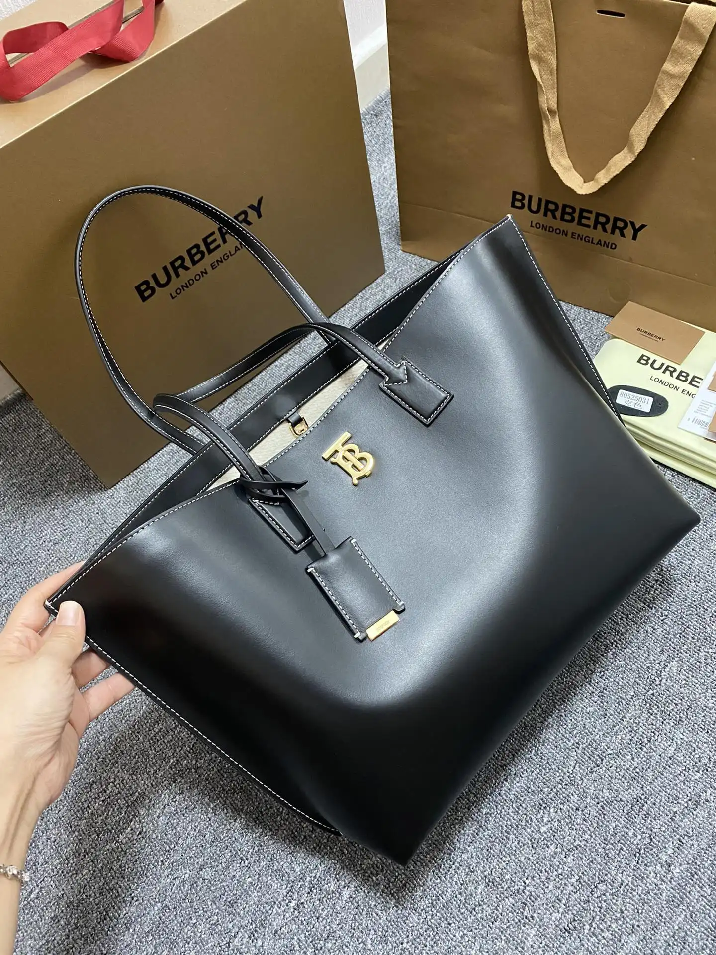 BURBERRY Medium Check Tote bag-34*14*28CM