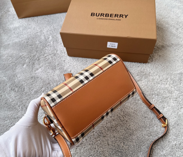 HOT SALE BURBERRY Mini Check Bowling Bag-18.5*11*12CM