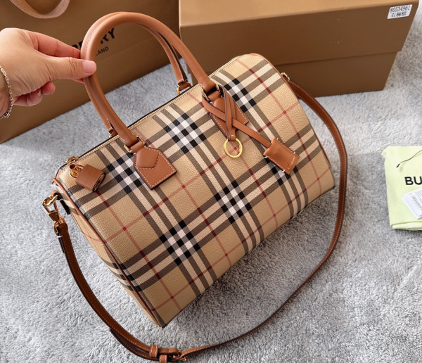 HOT SALE BURBERRY Medium Check Bowling Bag-30*15*21CM