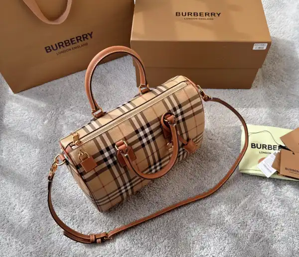 BURBERRY Medium Check Bowling Bag-30*15*21CM