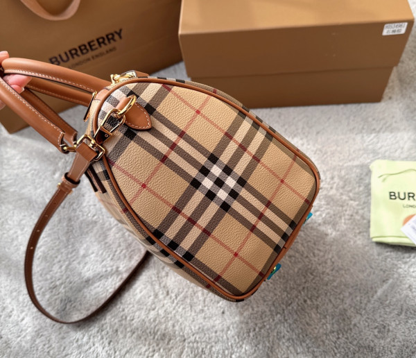 HOT SALE BURBERRY Medium Check Bowling Bag-30*15*21CM