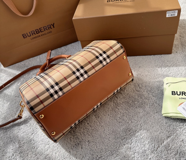 HOT SALE BURBERRY Medium Check Bowling Bag-30*15*21CM