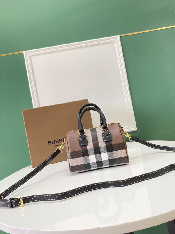 HOT SALE BURBERRY Mini Check Bowling Bag-18.5*11*12CM