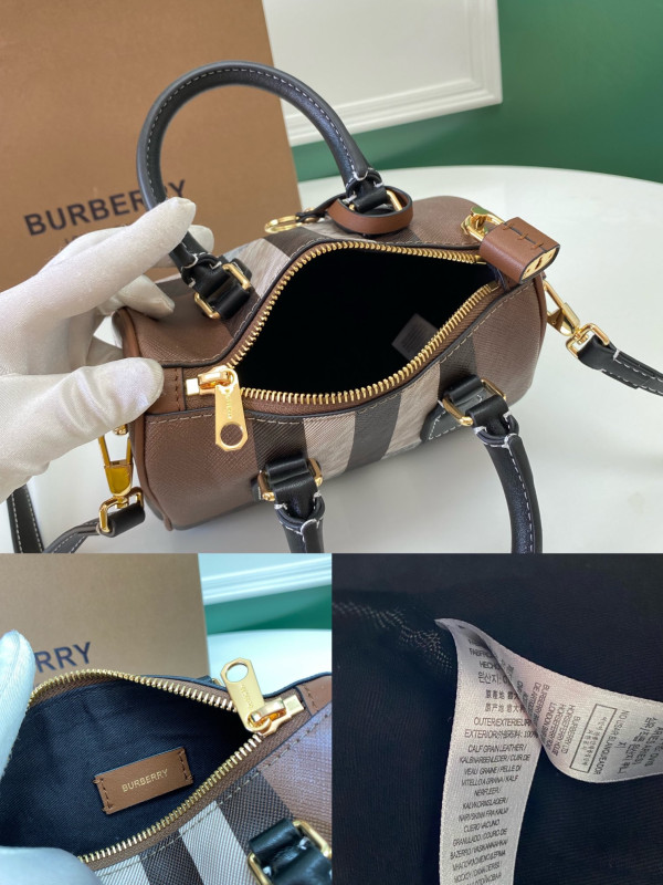 HOT SALE BURBERRY Mini Check Bowling Bag-18.5*11*12CM