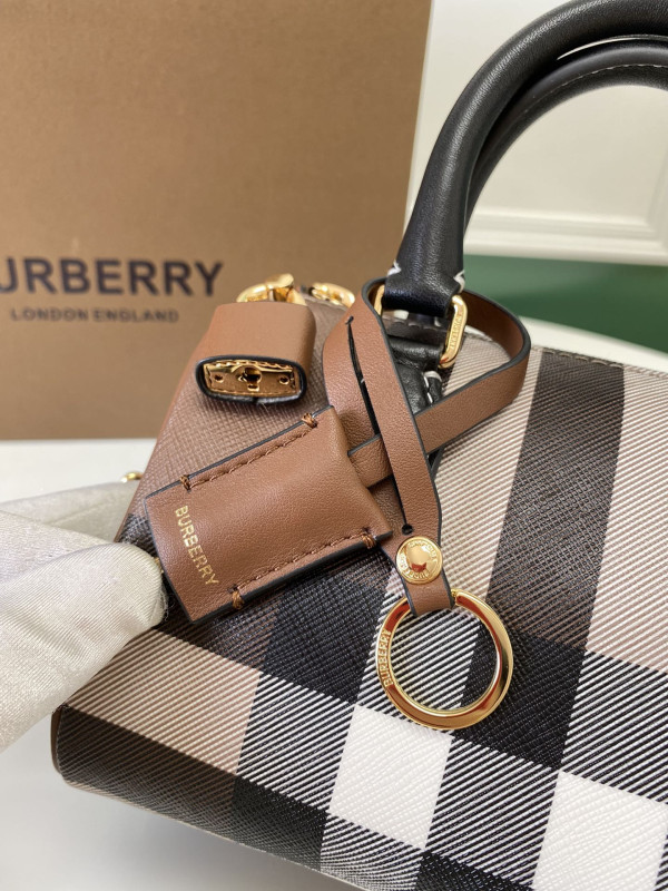 HOT SALE BURBERRY Mini Check Bowling Bag-18.5*11*12CM