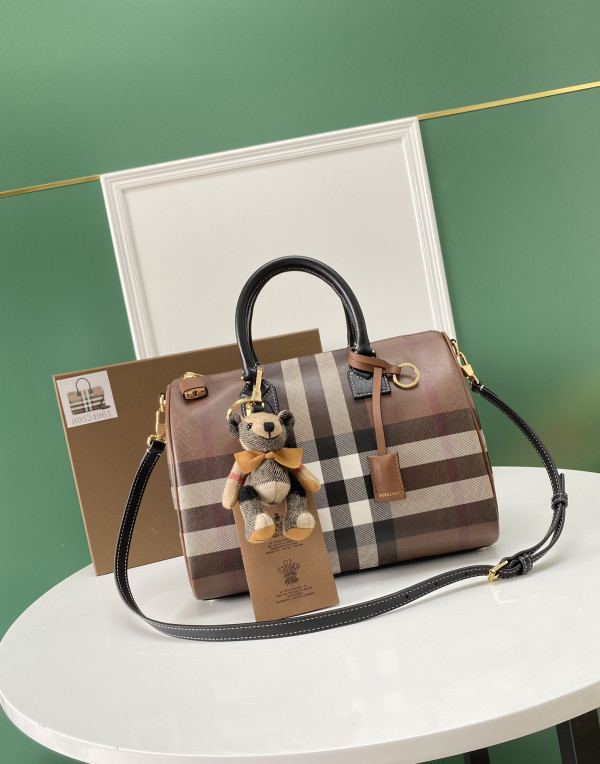 BURBERRY Medium Check Bowling Bag-30*15*21CM