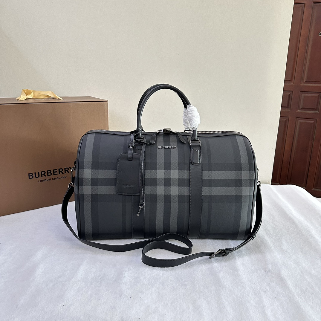 HOT SALE BURBERRY Check Bowling Bag-49*25*28CM