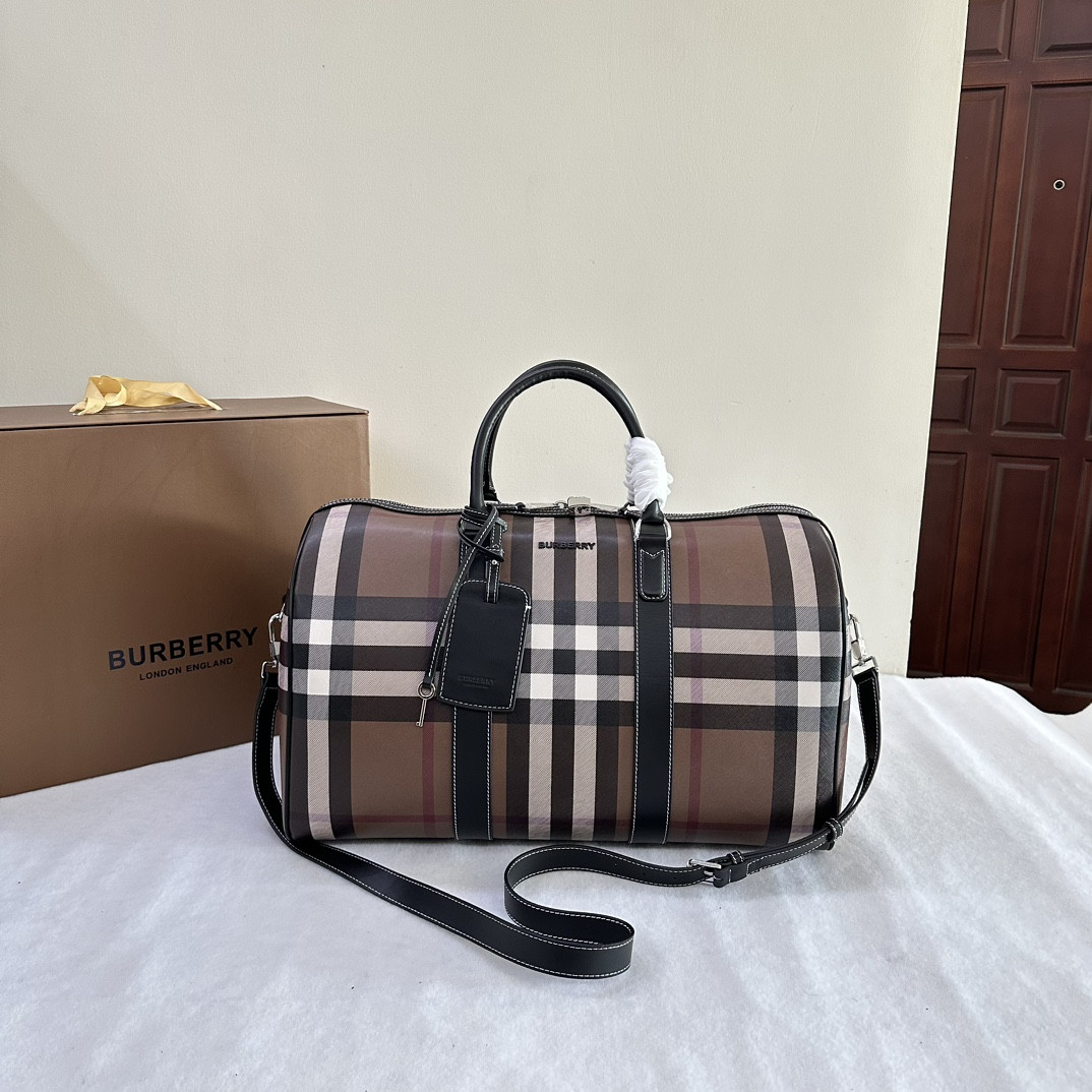 HOT SALE BURBERRY Check Bowling Bag-49*25*28CM