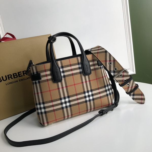 HOT SALE BURBERRY Medium Check Bowling Bag-30*15*21CM