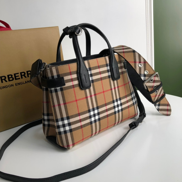 HOT SALE BURBERRY Medium Check Bowling Bag-30*15*21CM