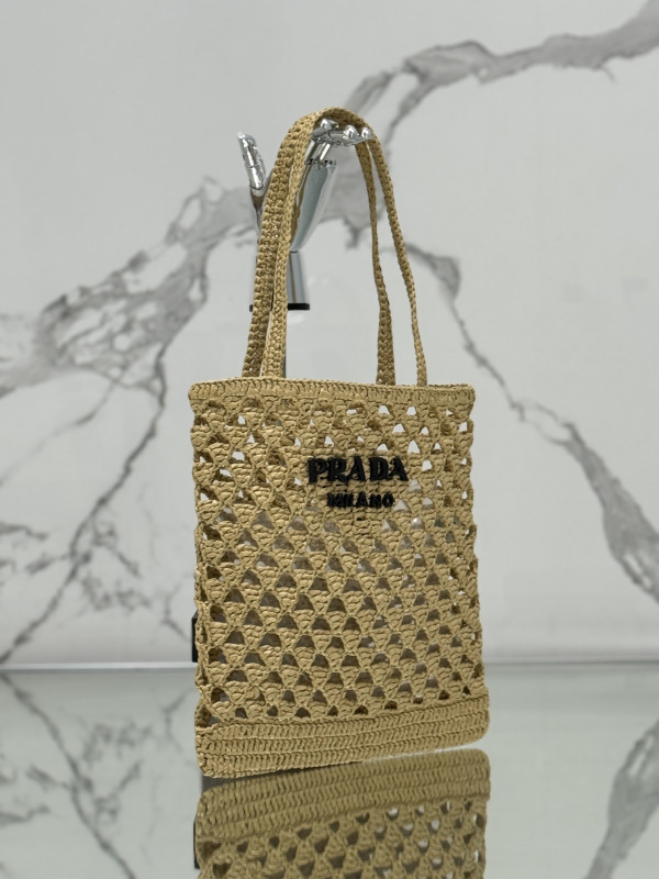 HOT SALE PRADA Woven fabric crochet tote bag