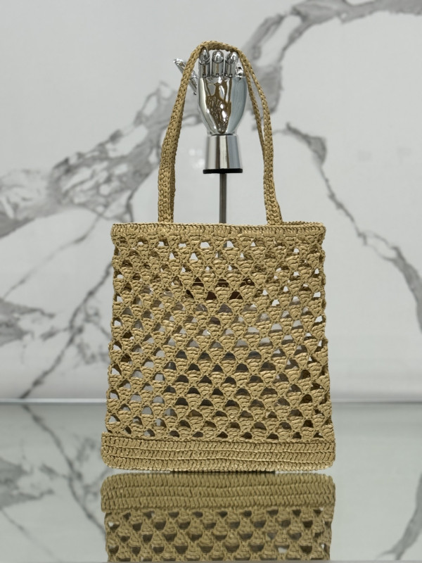 HOT SALE PRADA Woven fabric crochet tote bag