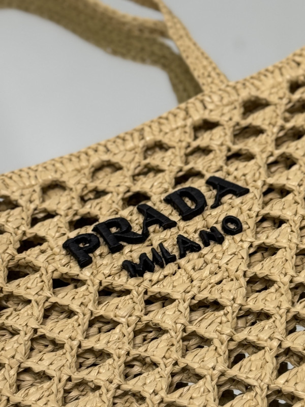 HOT SALE PRADA Woven fabric crochet tote bag