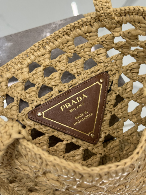 HOT SALE PRADA Woven fabric crochet tote bag