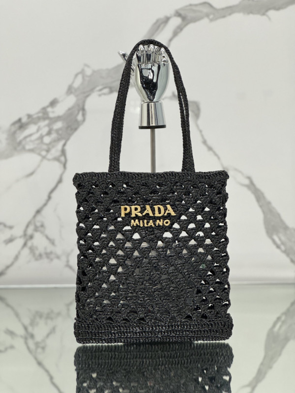 HOT SALE PRADA Woven fabric crochet tote bag