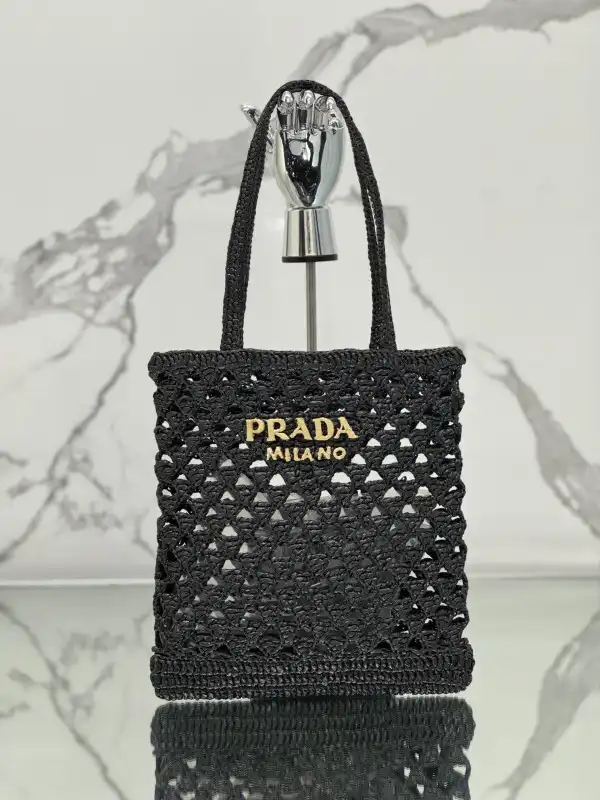 REP PRADA Woven fabric crochet tote bag