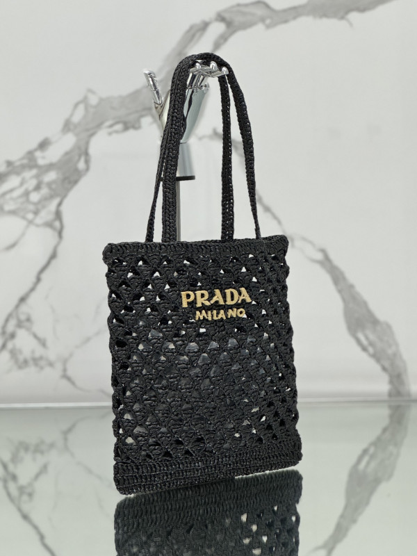 HOT SALE PRADA Woven fabric crochet tote bag